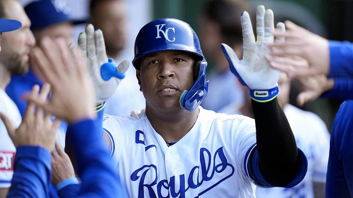 May 20, 2026; Kansas City, Missouri, USA; Kansas City Royals first baseman Salvador Perez (13) is congratulated by teammates after hitting a home run during the second inning against the Boston Red Sox at Kauffman Stadium. Mandatory Credit: Jay Biggerstaff-Imagn Images May 20, 2026; Kansas City, Missouri, USA; Kansas City Royals first baseman Salvador Perez (13) is congratulated by teammates after hitting a home run during the second inning against the Boston Red Sox at Kauffman Stadium. Mandatory Credit: Jay Biggerstaff-Imagn Images