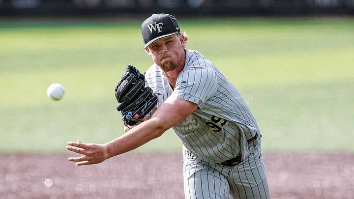 Wake Forest pitcher Ryan Bosch takes the mound against Duke 