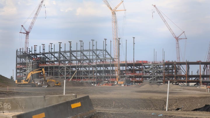 The Buffalo Bills new stadium is being built across from the current one, Highmark Stadium in Orchard Park The Buffalo Bills new stadium is being built across from the current one, Highmark Stadium in Orchard Park