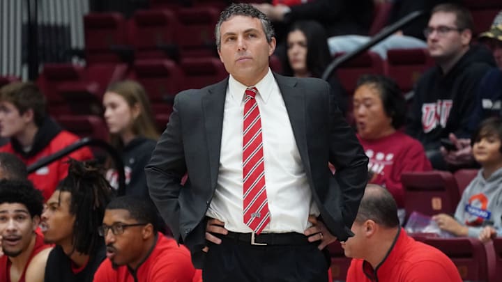 UNLV Runnin' Rebels head coach Josh Pastner watches the action against the Stanford Cardinal in the first half at Maples Pavilion. Mandatory Credit: David Gonzales-Imagn Images