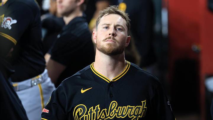May 6, 2026; Phoenix, Arizona, USA; Pittsburgh Pirates outfielder Ryan O'Hearn against the Arizona Diamondbacks at Chase Field. Mandatory Credit: Mark J. Rebilas-Imagn Images