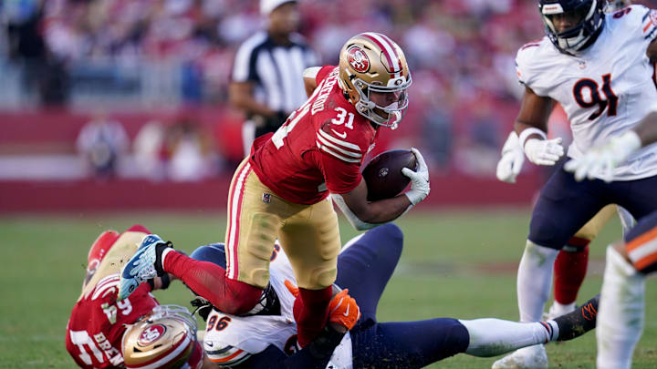 Isaac Guerendo's touchdown and the effort at least one Bears player gave on it is being questioned. Isaac Guerendo's touchdown and the effort at least one Bears player gave on it is being questioned.