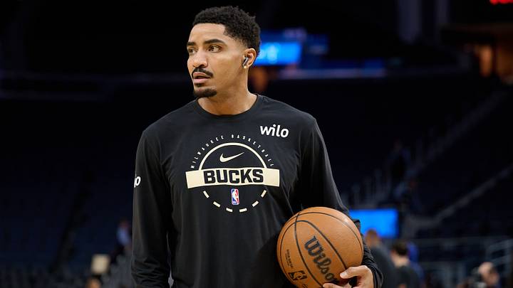 Jan 7, 2026; San Francisco, California, USA; Milwaukee Bucks guard Gary Harris (11) looks on before the game against the Golden State Warriors at Chase Center. Mandatory Credit: Robert Edwards-Imagn Images