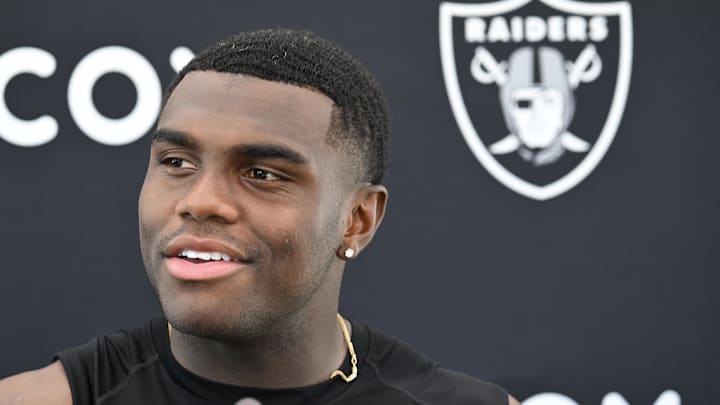 Jun 10, 2025; Henderson, NV, USA; Las Vegas Raiders cornerback Jakorian Bennett #0 speaks to the media during Las Vegas Raiders Minicamp at Intermountain Health Performance Center. Mandatory Credit: Candice Ward-Imagn Images
