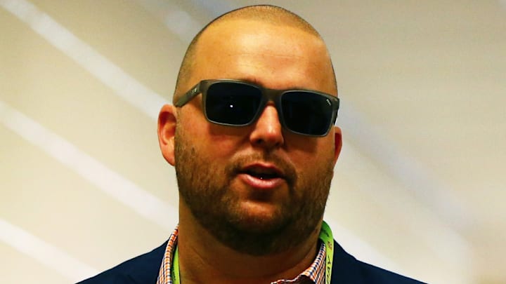 Feb 7, 2016; Santa Clara, CA, USA; Denver Broncos western region scout Brian Stark arrives for the game against the Carolina Panthers in Super Bowl 50 at Levi's Stadium. 