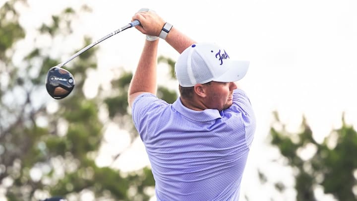 TCU's Joe Pagdin hitting his tee shot at the Palmas Del Mar Collegiate.