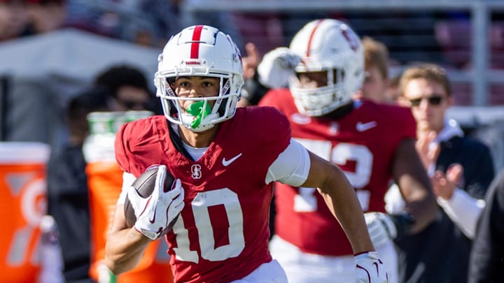 Texas Longhorns wide receiver Emmett Mosley V with the Stanford Cardinal. Texas Longhorns wide receiver Emmett Mosley V with the Stanford Cardinal.