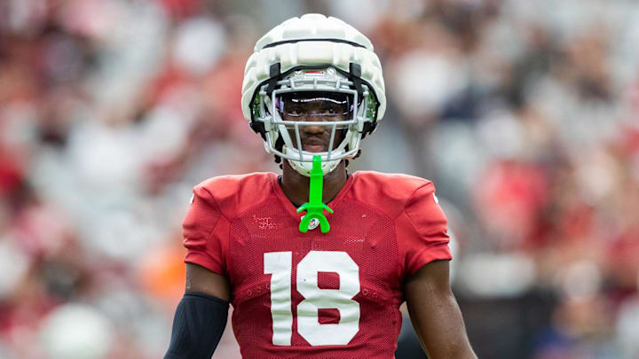 Arizona Cardinals wide receiver Marvin Harrison Jr. at training camp at State Farm Stadium in Glendale Arizona Cardinals wide receiver Marvin Harrison Jr. at training camp at State Farm Stadium in Glendale