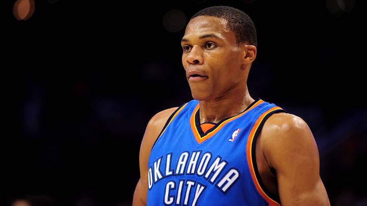 Dec. 23, 2009; Phoenix, AZ, USA; Oklahoma City Thunder guard (0) Russell Westbrook against the Phoenix Suns at the US Airways Center. The Thunder defeated the Suns 117-113. Mandatory Credit: Mark J. Rebilas-USA TODAY Sports