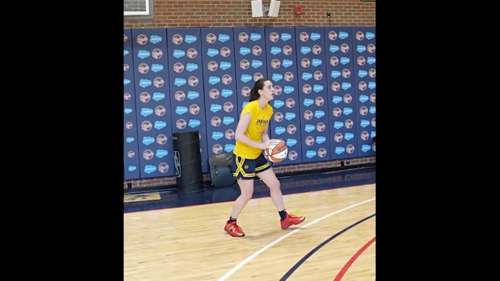 Caitlin Clark shoots a myriad of three-pointers in a workout for the Indiana Fever.