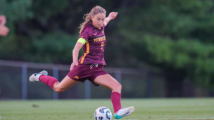 Sophia Boman scored twice in the Gophers soccer team's 2-0 victory over South Dakota State in the first round of the NCAA Tournament on Friday, Nov. 15, 2024, at Elizabeth Lyle Robbie Stadium in St. Paul, Minn. Sophia Boman scored twice in the Gophers soccer team's 2-0 victory over South Dakota State in the first round of the NCAA Tournament on Friday, Nov. 15, 2024, at Elizabeth Lyle Robbie Stadium in St. Paul, Minn.
