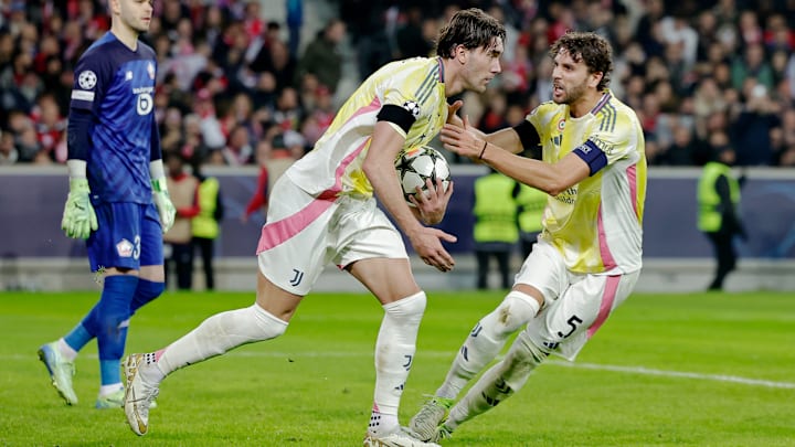 Último gol da Juve nesta Champions foi um pênalti convertido pelo sérvio Dusan Vlahovic contra o Lille