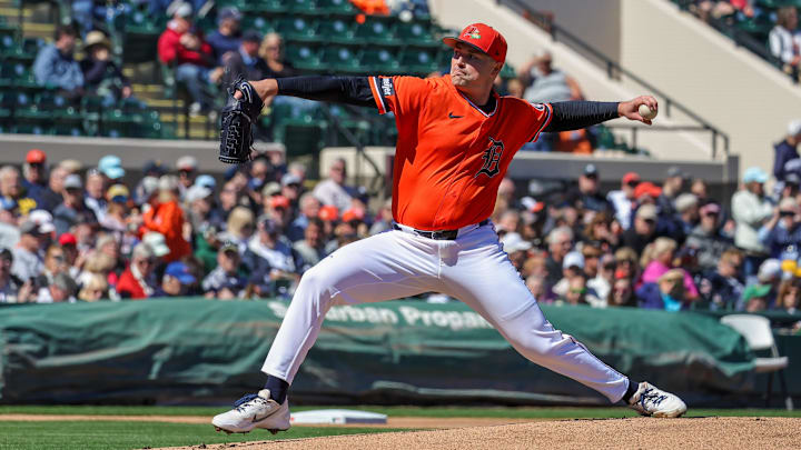 Feb 23, 2026; Lakeland, Florida, USA; Detroit Tigers pitcher Tarik Skubal (29) throws during the first inning against the Minnesota Twins at Publix Field at Joker Marchant Stadium. Mandatory Credit: Mike Watters-Imagn Images Feb 23, 2026; Lakeland, Florida, USA; Detroit Tigers pitcher Tarik Skubal (29) throws during the first inning against the Minnesota Twins at Publix Field at Joker Marchant Stadium. Mandatory Credit: Mike Watters-Imagn Images