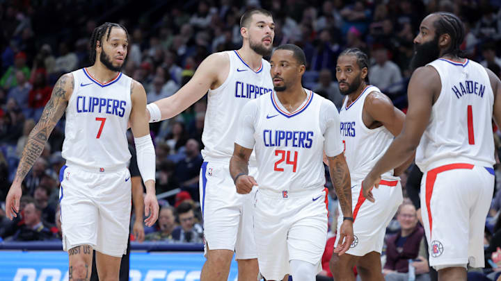Amir Coffey, Ivica Zubac, Norman Powell, Kawhi Leonard, James Harden, LA Clippers