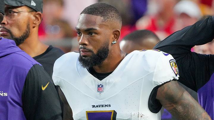 Sep 5, 2024; Kansas City, Missouri, USA; Baltimore Ravens wide receiver Rashod Bateman (7) on field prior to a game against the Kansas City Chiefs at GEHA Field at Arrowhead Stadium. Mandatory Credit: Denny Medley-Imagn Images Sep 5, 2024; Kansas City, Missouri, USA; Baltimore Ravens wide receiver Rashod Bateman (7) on field prior to a game against the Kansas City Chiefs at GEHA Field at Arrowhead Stadium. Mandatory Credit: Denny Medley-Imagn Images