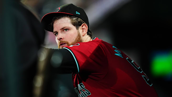Sep 17, 2024; Denver, Colorado, USA; Arizona Diamondbacks starting pitcher Jordan Montgomery (52) in the dugout after being pulled in the fifth inning against the Colorado Rockies at Coors Field. 