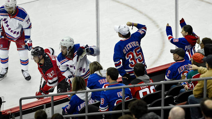 Fans look on during the New Jersey Devils and the New York Rangers at Prudential Center. Mandatory Credit: John Jones-Imagn Images Fans look on during the New Jersey Devils and the New York Rangers at Prudential Center. Mandatory Credit: John Jones-Imagn Images