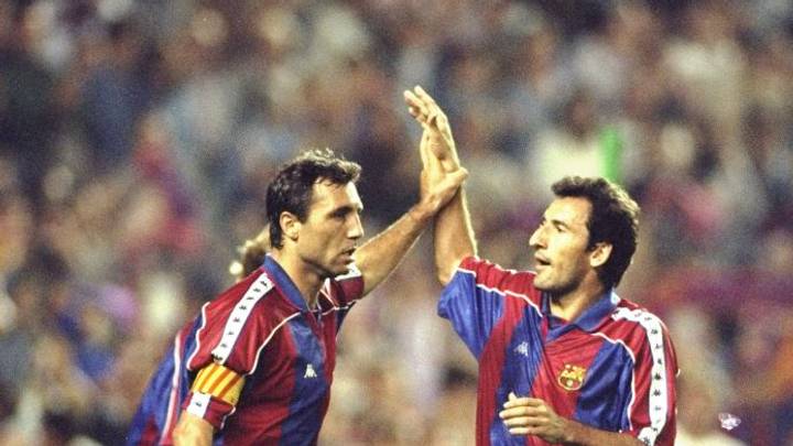 Hristo Stoichkov and Begiristain of Barcelona