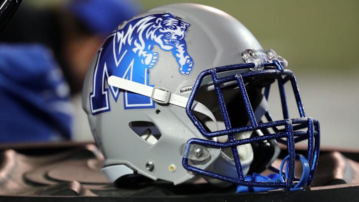 Oct 14, 2021; Memphis, Tennessee, USA; Memphis Tigers helmet during the second half against the Navy Midshipmen at Liberty Bowl Memorial Stadium. Mandatory Credit: Petre Thomas-Imagn Images Oct 14, 2021; Memphis, Tennessee, USA; Memphis Tigers helmet during the second half against the Navy Midshipmen at Liberty Bowl Memorial Stadium. Mandatory Credit: Petre Thomas-Imagn Images
