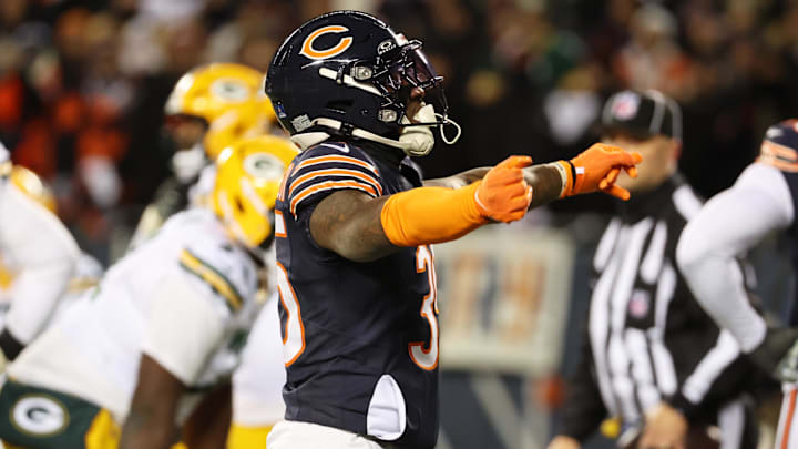 Bears safety C.J. Gardner-Johnson reacts against the Green Bay Packers during the Week 16 Chicago victory at Soldier Field.