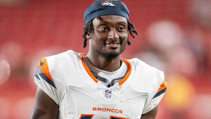 August 9, 2025; Santa Clara, California, USA; Denver Broncos safety Keidron Smith (43) after the game against the San Francisco 49ers at Levi's Stadium. Mandatory Credit: Kyle Terada-Imagn Images August 9, 2025; Santa Clara, California, USA; Denver Broncos safety Keidron Smith (43) after the game against the San Francisco 49ers at Levi's Stadium. Mandatory Credit: Kyle Terada-Imagn Images