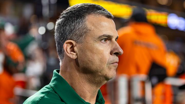 Jan 19, 2026; Miami Gardens, FL, USA; Miami Hurricanes head coach Mario Cristobal against the Indiana Hoosiers during the College Football Playoff National Championship game at Hard Rock Stadium. Mandatory Credit: Mark J. Rebilas-Imagn Images