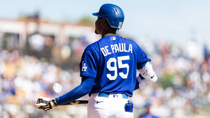 Mar 4, 2026; Glendale, AZ, USA; Detailed view of the jersey of Los Angeles Dodgers outfielder Josue De Paula (95) against Team Mexico during a spring training game at Camelback Ranch. Mandatory Credit: Mark J. Rebilas-Imagn Images Mar 4, 2026; Glendale, AZ, USA; Detailed view of the jersey of Los Angeles Dodgers outfielder Josue De Paula (95) against Team Mexico during a spring training game at Camelback Ranch. Mandatory Credit: Mark J. Rebilas-Imagn Images