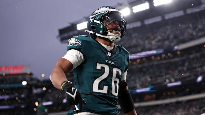 Philadelphia Eagles running back Saquon Barkley on Jan 19, 2025.