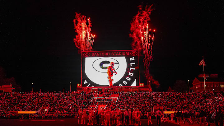 Nov 29, 2024; Athens, Georgia, USA; A general view of the stadium during the game between the Georgia Tech Yellow Jackets against the Georgia Bulldogs during the second half at Sanford Stadium. Mandatory Credit: Dale Zanine-Imagn Images