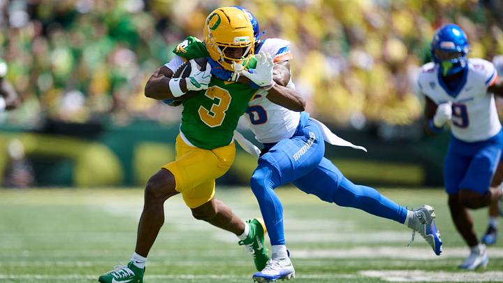 Jeremiah McClellan victimized the Boise State secondary for six catches for 150 yards and a touchdown, big plays that kept the Ducks in the game until Dakorien Moore's big play won it in the fourth quarter.