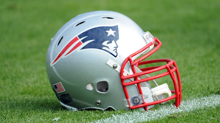 Dec 23, 2012; Jacksonville, FL, USA; New England Patriots helmet sits on the field before start of the game against the Jacksonville Jaguars at EverBank Field.  Mandatory Credit: Melina Vastola-Imagn Images