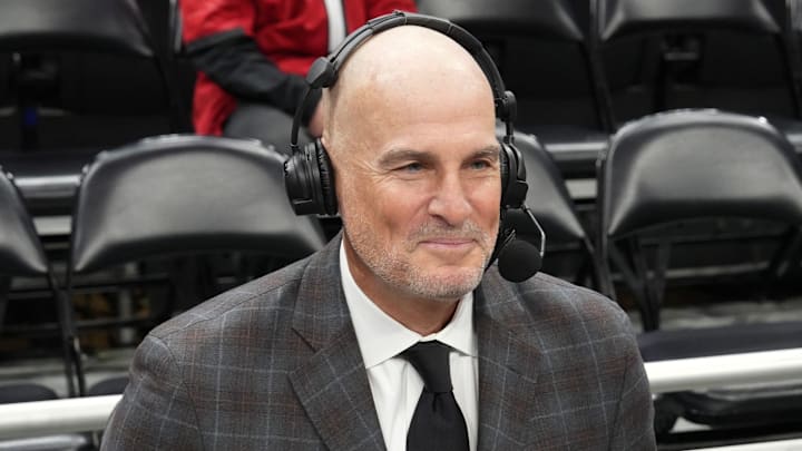 Jay Bilas in the KFC Yum Center before the Louisville versus Kentucky game. November 11, 2025