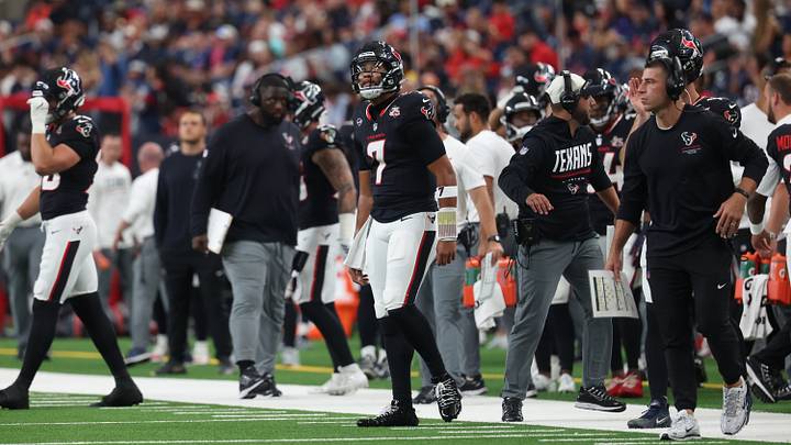 Aug 20, 2026; Houston, Texas, USA; Houston Texans quarterback C.J. Stroud (7) on the sidelines against the Las Vegas Raiders in the first half at Reliant Stadium. Mandatory Credit: Thomas Shea-Imagn Images Aug 20, 2026; Houston, Texas, USA; Houston Texans quarterback C.J. Stroud (7) on the sidelines against the Las Vegas Raiders in the first half at Reliant Stadium. Mandatory Credit: Thomas Shea-Imagn Images