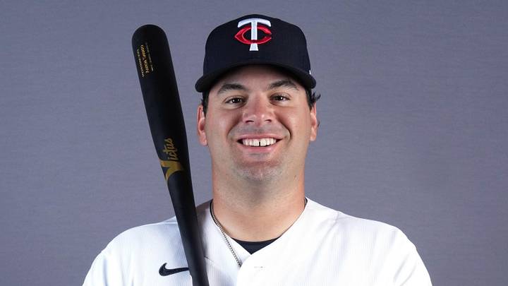 Feb 19, 2026; Lee County, FL, USA; Minnesota Twins first baseman Aaron Sabato (86) poses during photo day at Hammond Stadium. Mandatory Credit: Jim Rassol-Imagn Images Feb 19, 2026; Lee County, FL, USA; Minnesota Twins first baseman Aaron Sabato (86) poses during photo day at Hammond Stadium. Mandatory Credit: Jim Rassol-Imagn Images