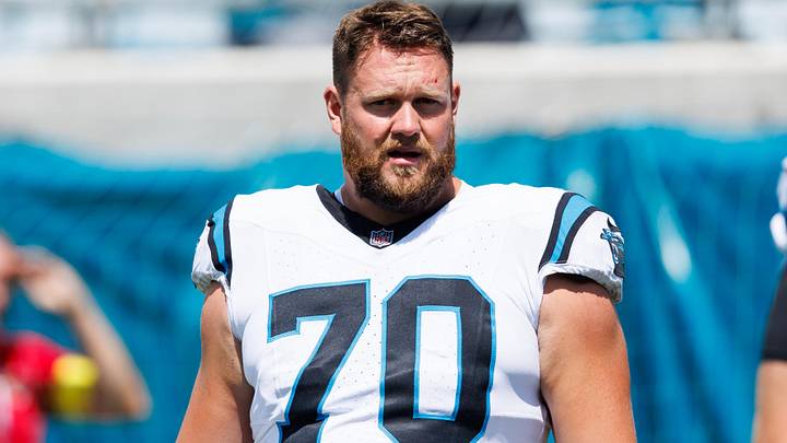 Sep 7, 2025; Jacksonville, Florida, USA; Carolina Panthers offensive lineman Brady Christensen (70) against the Jacksonville Jaguars at EverBank Stadium. Mandatory Credit: Morgan Tencza-Imagn Images Sep 7, 2025; Jacksonville, Florida, USA; Carolina Panthers offensive lineman Brady Christensen (70) against the Jacksonville Jaguars at EverBank Stadium. Mandatory Credit: Morgan Tencza-Imagn Images
