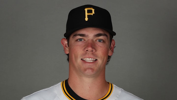 Feb 18, 2025; Bradenton, FL, USA; Pittsburgh Pirates pitcher Hunter Barco (89) poses for a photo during media day at Pirate City. Mandatory Credit: Kim Klement Neitzel-Imagn Images