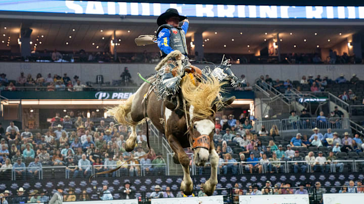 One of the Wright brothers making an exceptional ride at the CINCH Playoffs Governor's Cup. One of the Wright brothers making an exceptional ride at the CINCH Playoffs Governor's Cup.