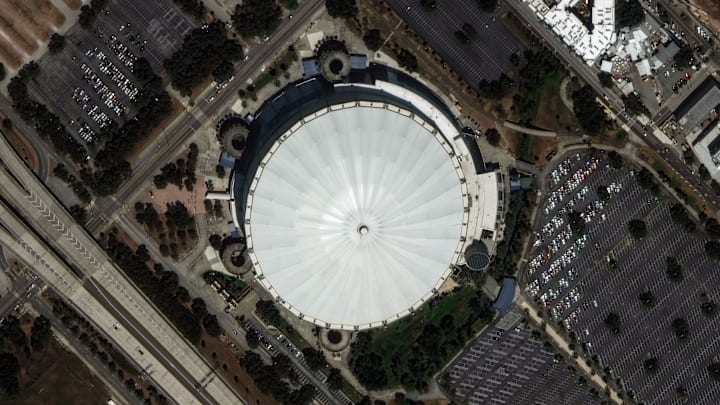 Tropicana Field, home to Major League Baseball's Tampa Bay Rays, on June 3, 2024. The 1.1 million square foot stadium is located in St. Petersburg, Florida, which was in Hurricane Milton's destructive path across the state on Oct. 9, 2024. Tropicana Field, home to Major League Baseball's Tampa Bay Rays, on June 3, 2024. The 1.1 million square foot stadium is located in St. Petersburg, Florida, which was in Hurricane Milton's destructive path across the state on Oct. 9, 2024.