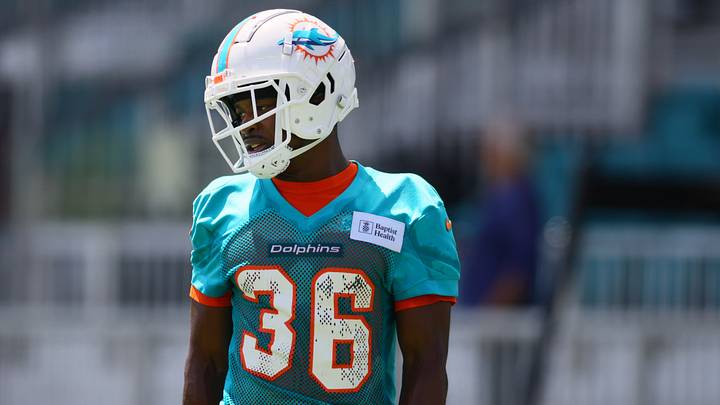 Miami Dolphins cornerback Storm Duck (36) works out during mandatory minicamp at Baptist Health Training Complex in 2025. Miami Dolphins cornerback Storm Duck (36) works out during mandatory minicamp at Baptist Health Training Complex in 2025.