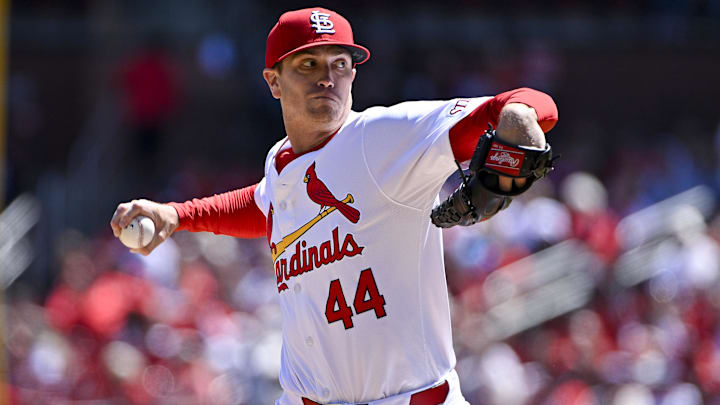 Apr 24, 2024; St. Louis, Missouri, USA;  St. Louis Cardinals starting pitcher Kyle Gibson (44)