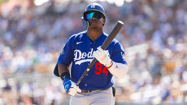 Mar 14, 2026; Phoenix, Arizona, USA; Los Angeles Dodgers outfielder Zyhir Hope against the Chicago White Sox during a spring training game at Camelback Ranch-Glendale. Mandatory Credit: Mark J. Rebilas-Imagn Images