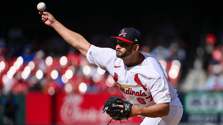 Mar 29, 2026; St. Louis, Missouri, USA; St. Louis Cardinals pitcher Matt Pushard (67) pitches in his major league debut in the eighth inning against the Tampa Bay Rays at Busch Stadium. Mandatory Credit: Jeff Curry-Imagn Images