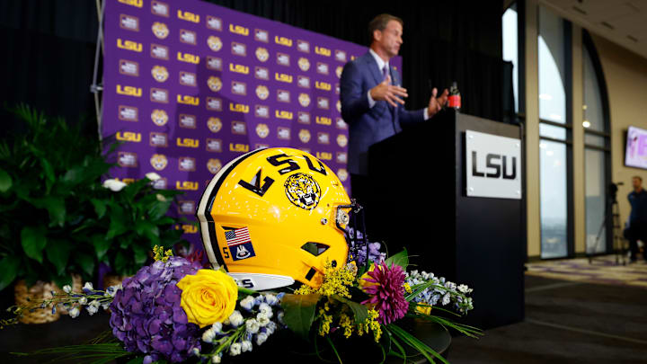 LSU Football Hosts Press Conference Introducing New Head Coach Lane Kiffin LSU Football Hosts Press Conference Introducing New Head Coach Lane Kiffin