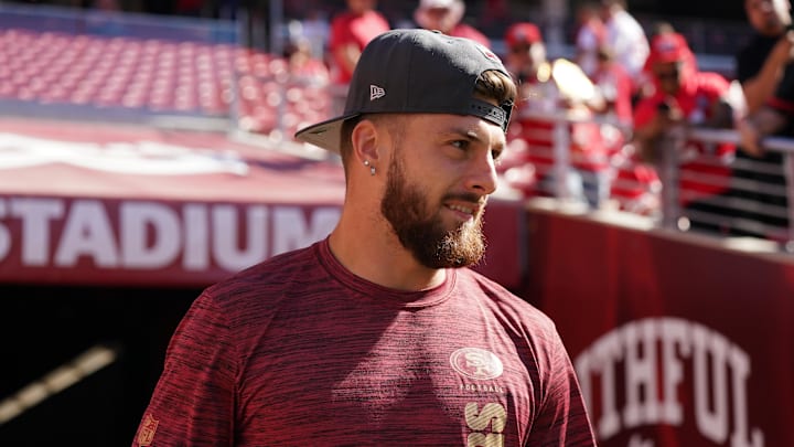 Sep 9, 2024; Santa Clara, California, USA; San Francisco 49ers wide receiver Ricky Pearsall (14) enters the field before a game against the New York Jets at Levi's Stadium. Mandatory Credit: David Gonzales-Imagn Images Sep 9, 2024; Santa Clara, California, USA; San Francisco 49ers wide receiver Ricky Pearsall (14) enters the field before a game against the New York Jets at Levi's Stadium. Mandatory Credit: David Gonzales-Imagn Images
