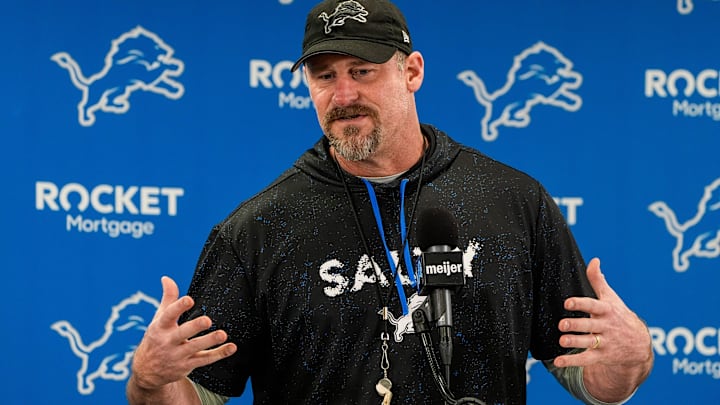 Detroit Lions head coach Dan Campbell speaks at Meijer Performance Center in Allen Park on Friday, Jan.3, 2025.