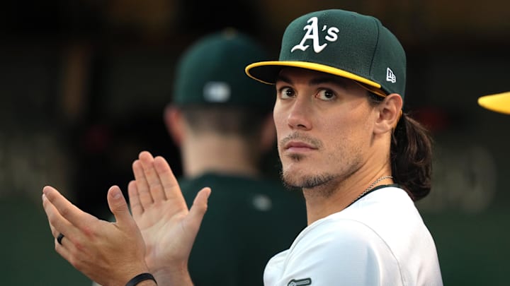 Sep 6, 2024; Oakland, California, USA; Oakland Athletics third baseman Tristan Gray (16) during the fourth inning against the Detroit Tigers at Oakland-Alameda County Coliseum. Mandatory Credit: Darren Yamashita-Imagn Images