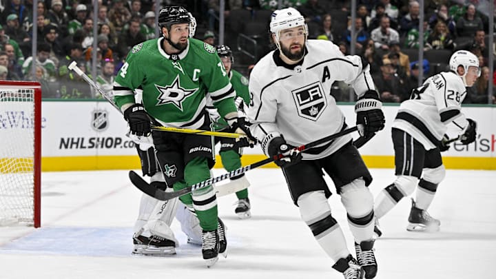 Jan 16, 2024; Dallas, Texas, USA; Dallas Stars left wing Jamie Benn (14) Los Angeles Kings