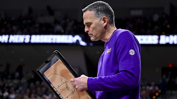 Jan 18, 2025; College Station, Texas, USA; LSU Tigers head coach Matt McMahon looks on prior to the game against the Texas A&M Aggies at Reed Arena. The Aggies defeated the Tigers 68-57. Mandatory Credit: Maria Lysaker-Imagn Images Jan 18, 2025; College Station, Texas, USA; LSU Tigers head coach Matt McMahon looks on prior to the game against the Texas A&M Aggies at Reed Arena. The Aggies defeated the Tigers 68-57. Mandatory Credit: Maria Lysaker-Imagn Images