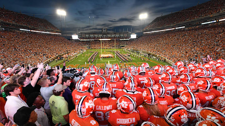 Oct 2, 2021; Clemson, South Carolina, USA; General view of the stadium prior to the game against the Boston College Eagles ad the Clemson Tigers at Memorial Stadium. Oct 2, 2021; Clemson, South Carolina, USA; General view of the stadium prior to the game against the Boston College Eagles ad the Clemson Tigers at Memorial Stadium.