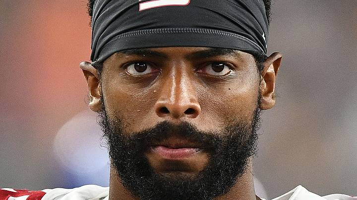 Former New York Giants wide receiver Darius Slayton watches the game Former New York Giants wide receiver Darius Slayton watches the game